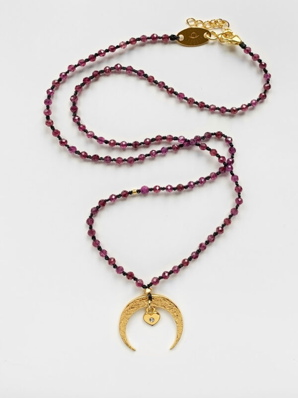 Naszyjnik z granatami i rubinem Passion Moon Iluzja Jewellery